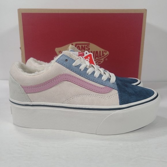 Vans Old Skool Stackform Platform Pig Suede Sherpa Multi Color Sneakers Women 7 - Picture 4 of 12